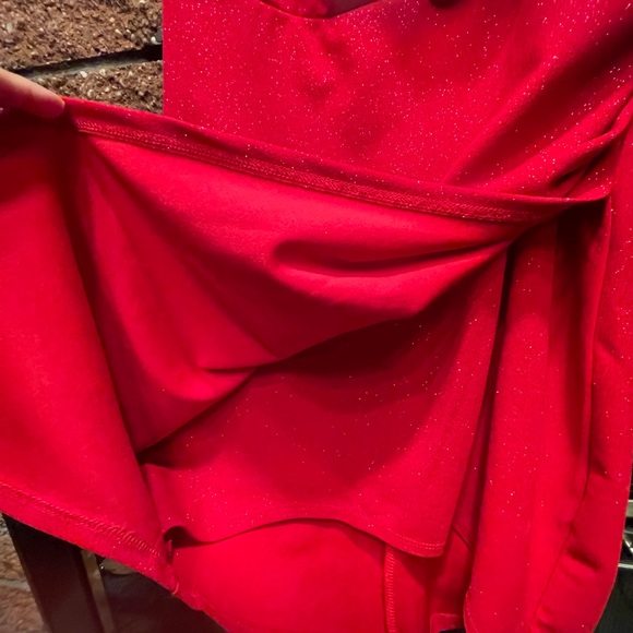 Emerald Sundae Womens Red Glitter Faux Wrap Party Mini Dress Juniors Size Large - Picture 13 of 16